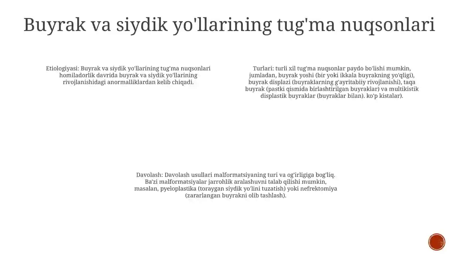 Bolalarda Buyrakning Tug'Ma VaOrttirilganKasalliklari 3