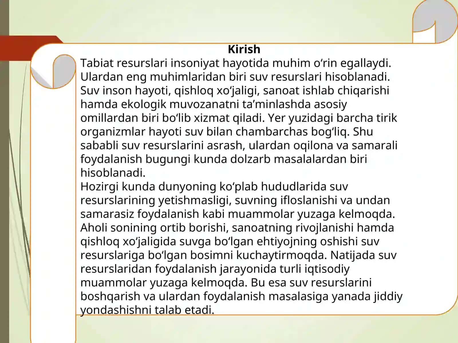 Suv resurlaridan foydalanishning iqtisodiy muammolari 3