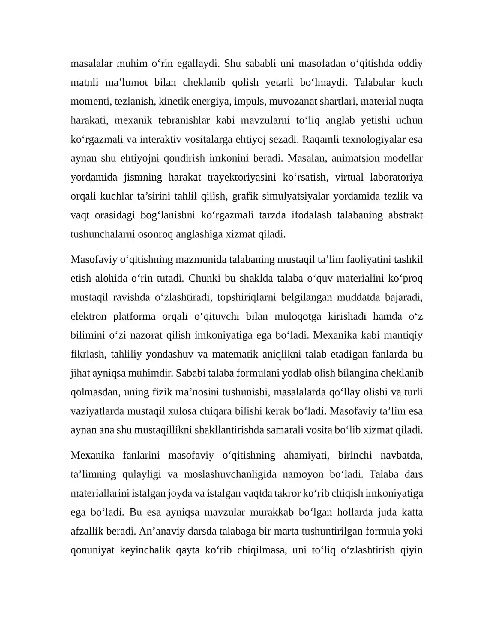 Mexanika Fanlarini O‘qitishda Raqamli Monitoring Asosida Masofaviy Ta’lim Texnologiyalaridan Foydalanish 3