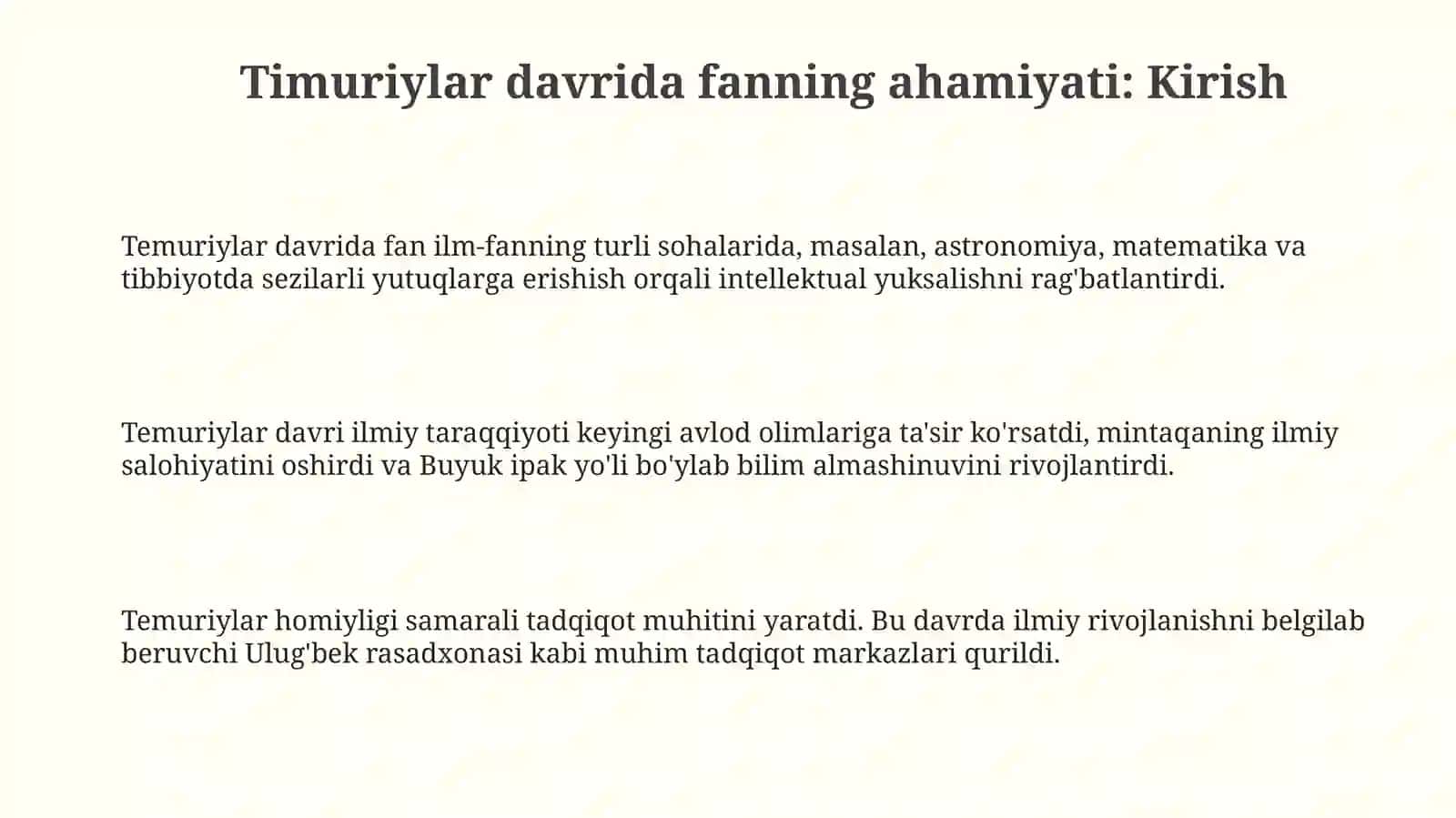 Temuriylar davrida fan mavzusini tushuntirish 3