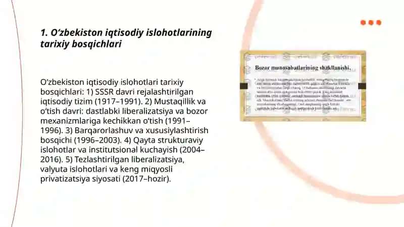 O‘zbekiston iqtisodiy islohotlarining tarixiy bosqichlari 3