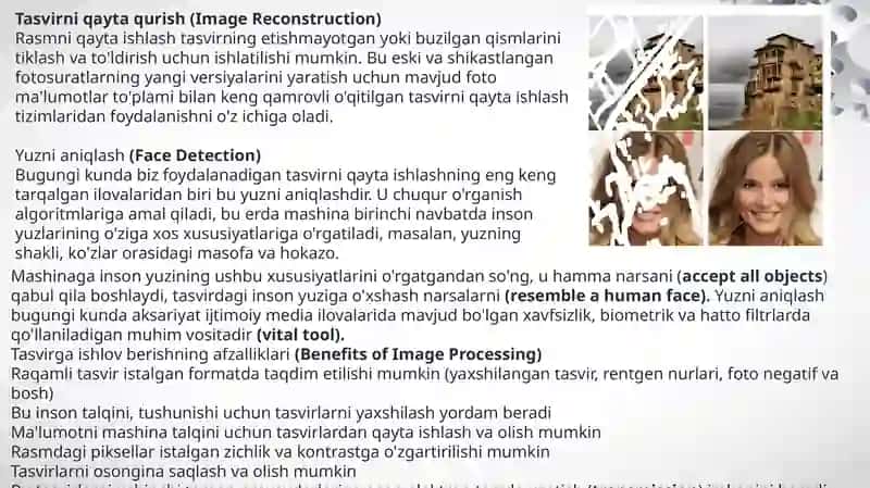 Rasmlar Tahlili (Image Analysis) Tasvirli ma'lumotlarni boshqarish va tahlil qilish. 3