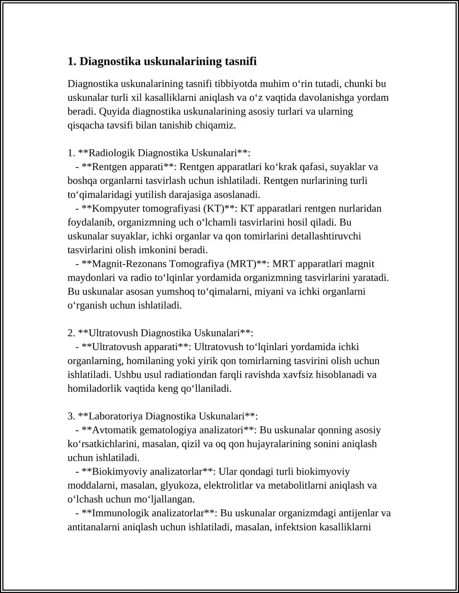 TIBBIYOT DIAGNOSTIKA TEXNIKASI VA USKUNALARINI RO‘YHATDAN O‘TKAZISH VA HUJJATLASHTIRISH 3