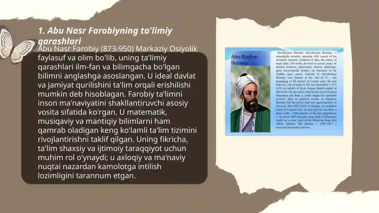 Abu Nasr Farobiy, Abu Rayhon Beruniy Abu Ali Ibn Sinolarning ta'limiy-axloqiy qarashlari 3