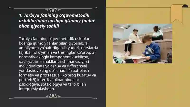 Tarbiya fanini oʻziga xosliklarini qiyosiy tahlil qilish 3