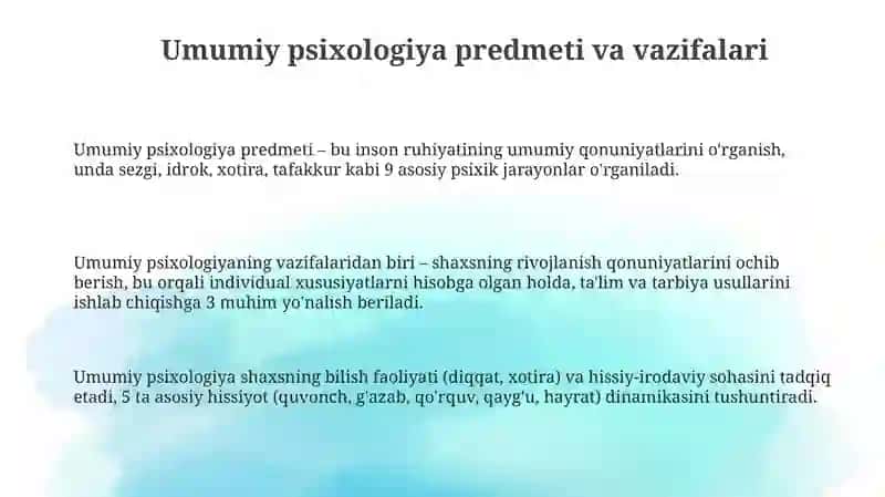 Umumiy psixologiya fanining predmeti va tarixi 3