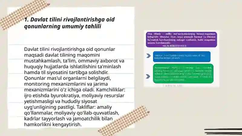 Davlat tilini rivojlantirish yo'lida qabul qilingan qonun hujjatlari 3