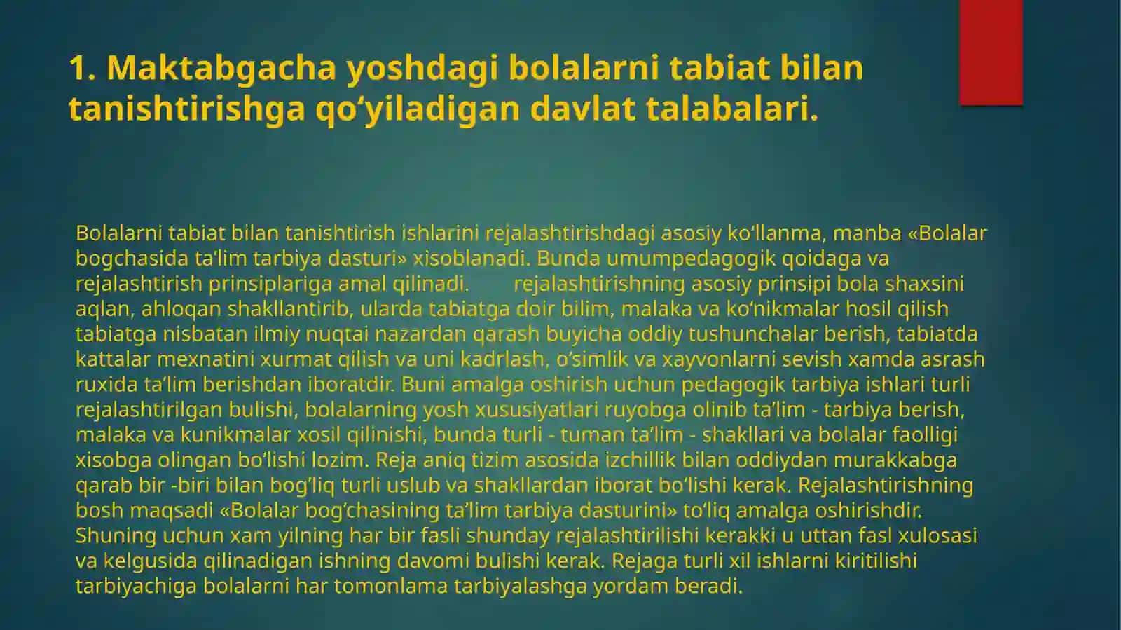 MAKTABGACHATA’LIM ISH HUJJATLARIDA TABIAT BILAN TANISHTIRISH 3