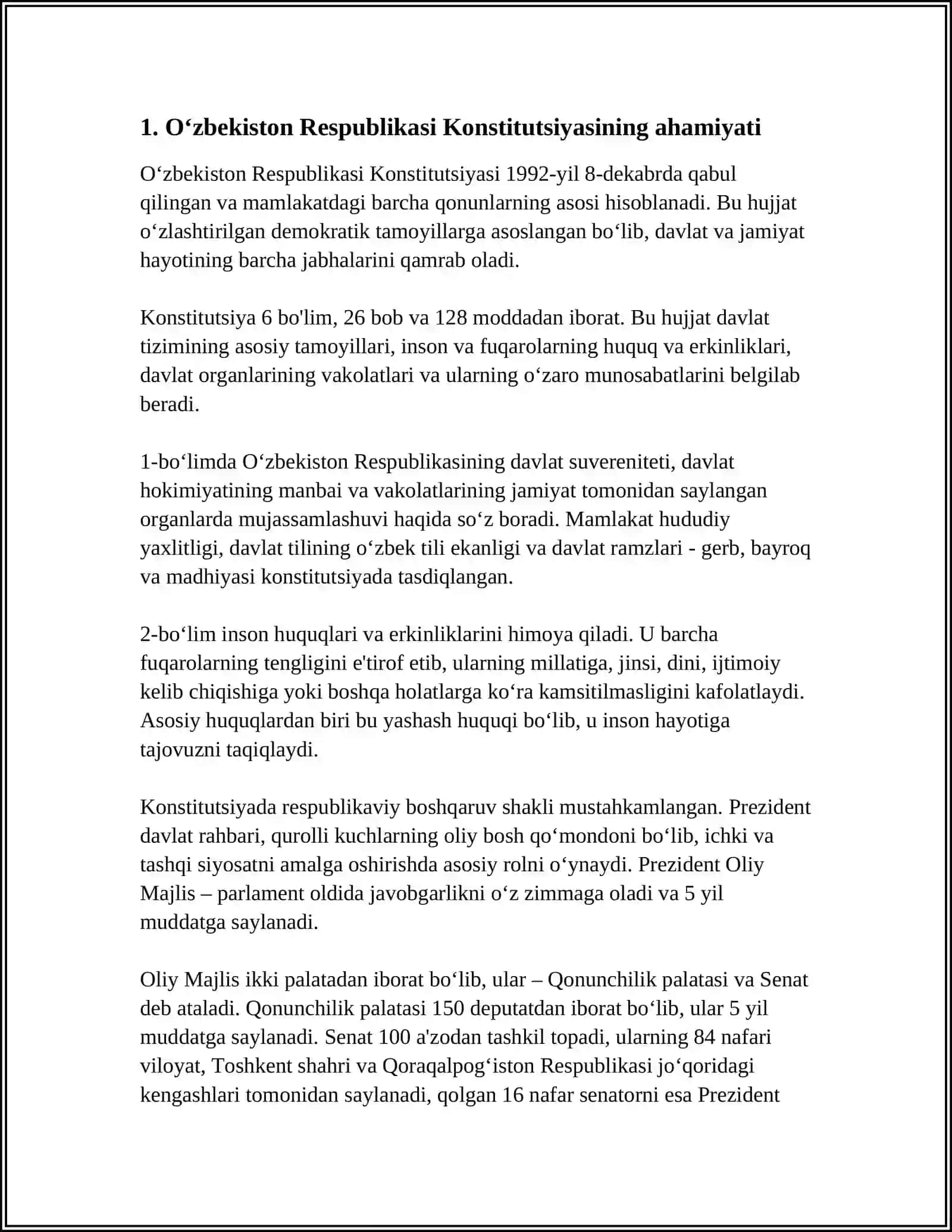 OʻZBEKISTON RESPUBLIKASI KONSTITUTSIYAVIY HUQUQ NORMALARI TUSHUNCHASI MANBALARI TIZIMI 3