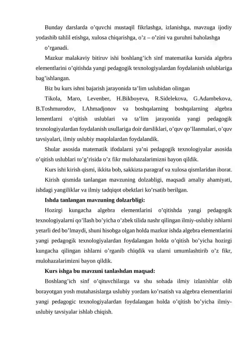 Boshlang’ich sinflarda arifmetikani o`qitish 3