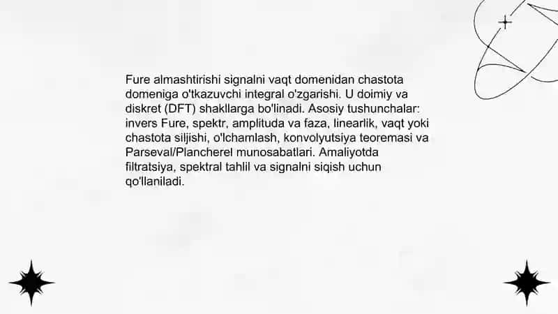 Fure almashtirishi va uning tavsiflari 3