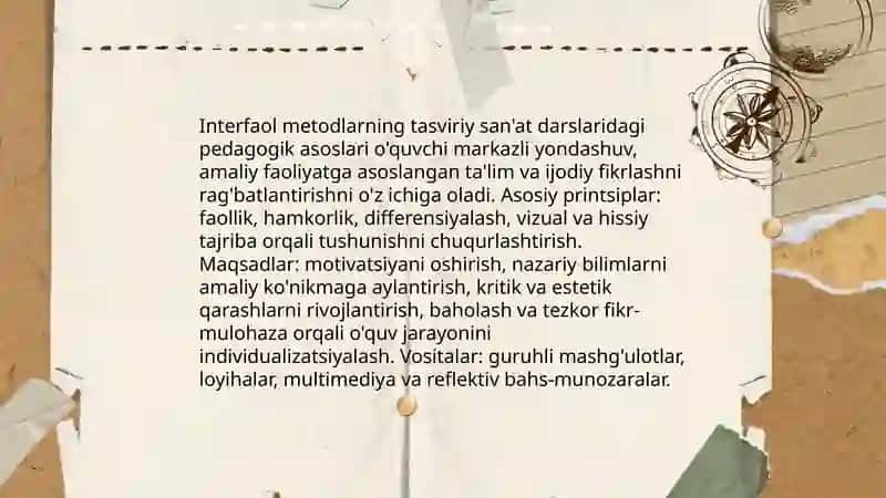 Interfaol metodlarning tasviriy san'at darslaridagi pedagogik asoslari 3