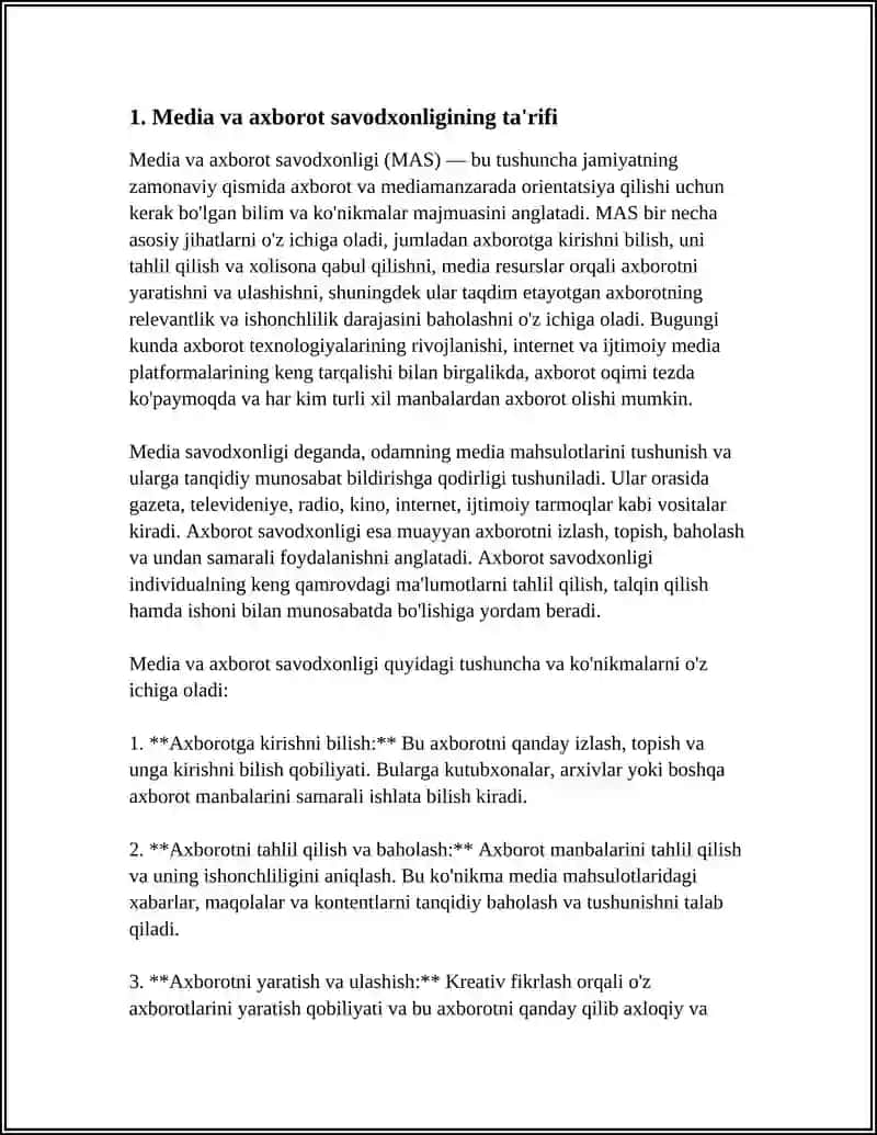 MEDIA VA AXBOROT SAVODXONLIGI TUSHUNCHASI 3