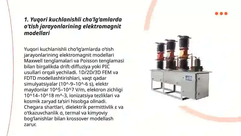 Yuqori kuchlanishli elektr mashinalar cho‘lg‘amlarining o‘tish jarayonlari va izolyatsiyasini sinash 3