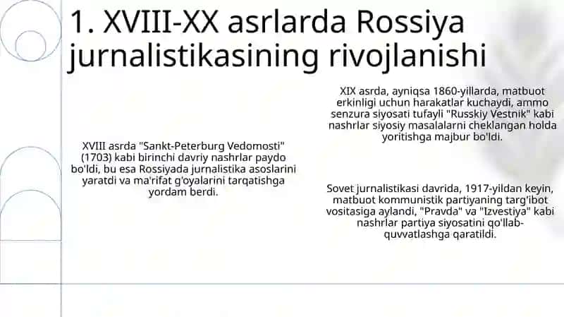 XVIII - XX ASR RUS JURNALISTIKASI TARIXI 3