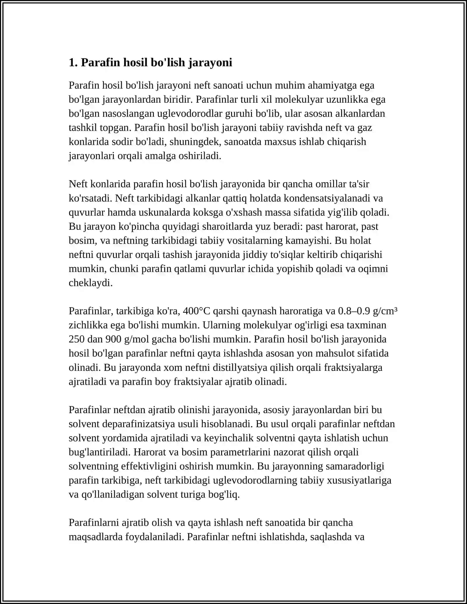 SUVLANGAN QUDUQLARDA PARAFIN HOSIL BO'LISHI 3