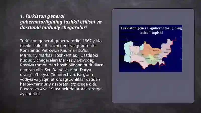 Turkiston general gubernatoriligining siyosiy hududiy bo'lishi 3