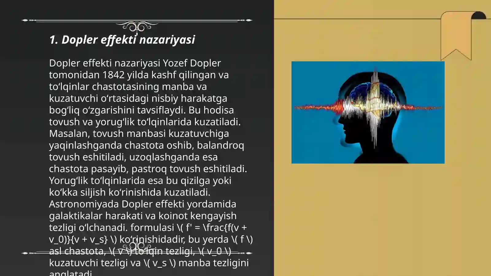 Tovush to'lqinlari uchun Dopler effekti. Ultratovush va infratovush 3