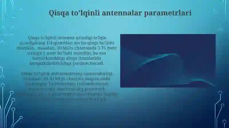 Qisqa to'lqinli antennalar Parametrlari 3