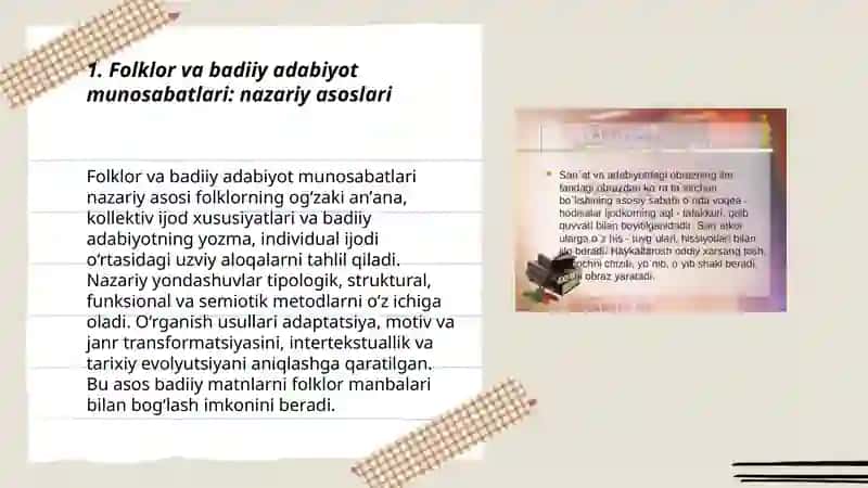 Folklor va badiiy adabiyot munosabatlari: nazariy asoslari 3