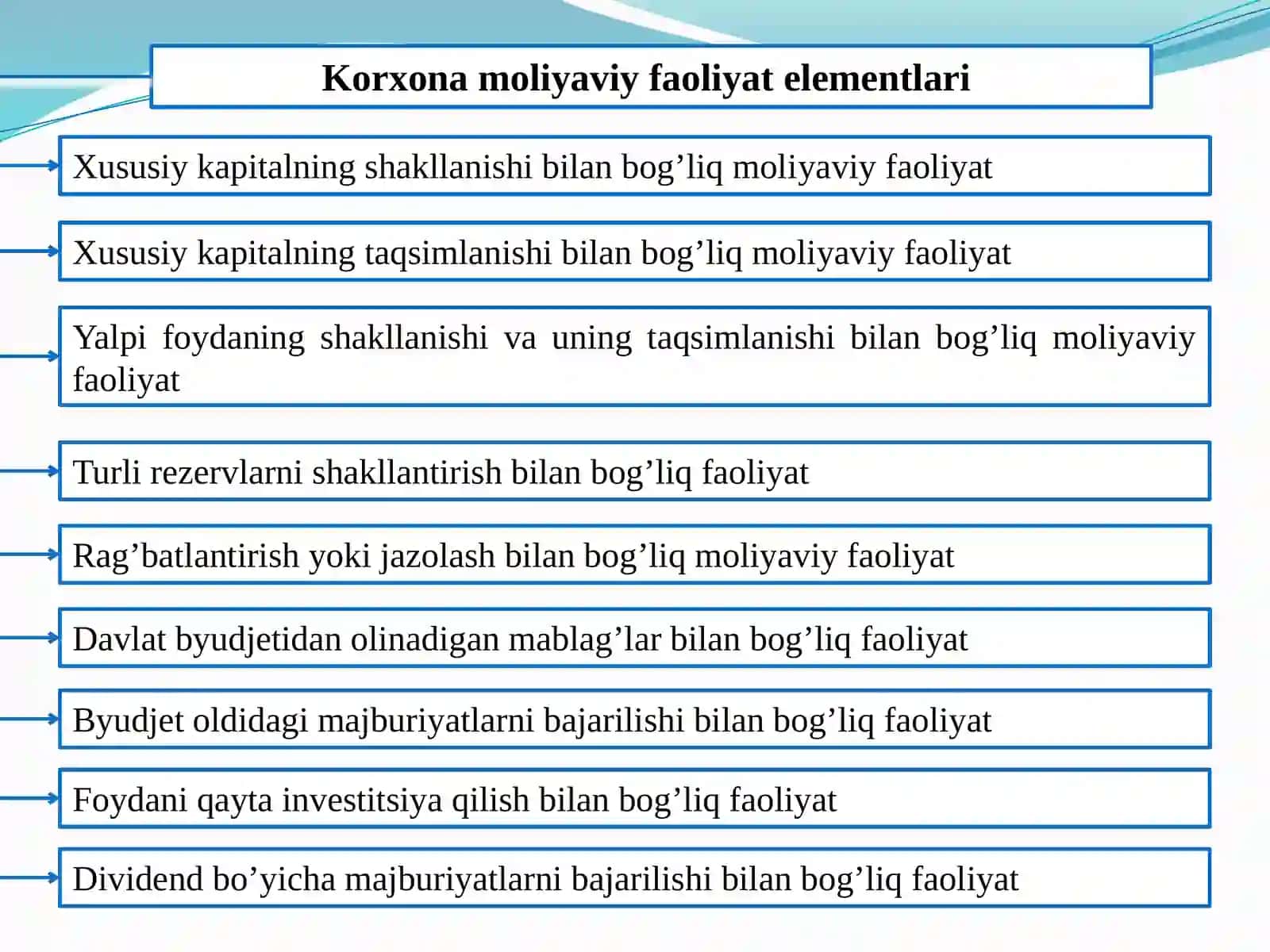 Korxonalarda moliyaviy menejmentni tashkil etish mexanizmi 3