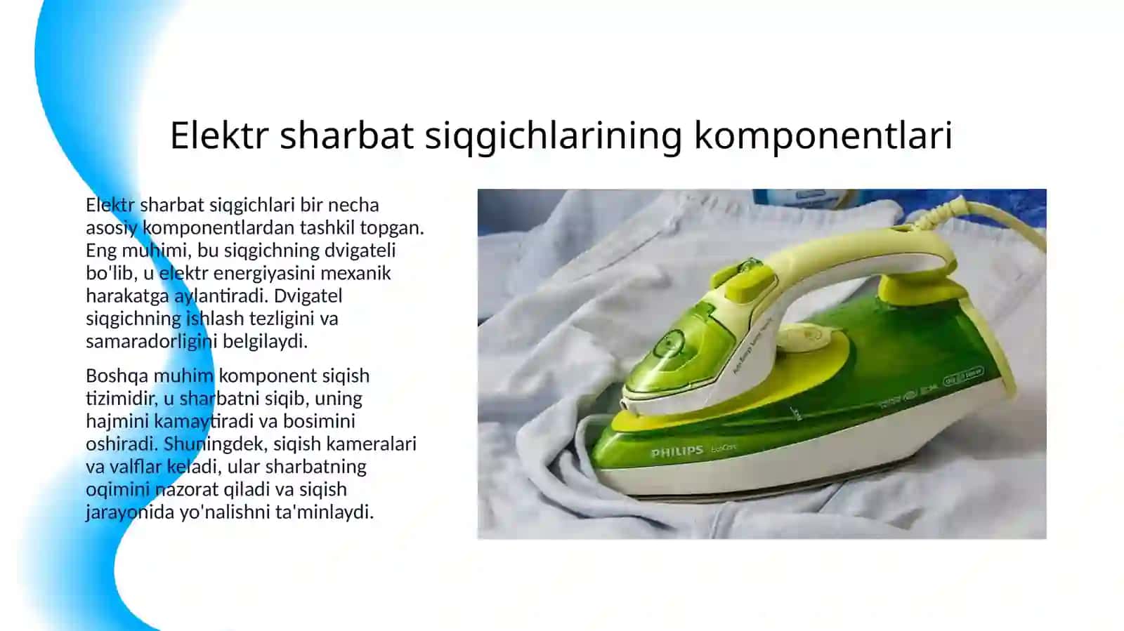 ELEKTR SHARBAT SIQGICHLARNI TUZILISHI, ISHLASH PRINSIPI, TASNIFI TURLARI VA TAVSIFI 3