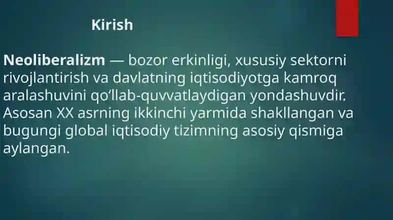 Neoliberalizmning mohiyati va ahmiyati 3