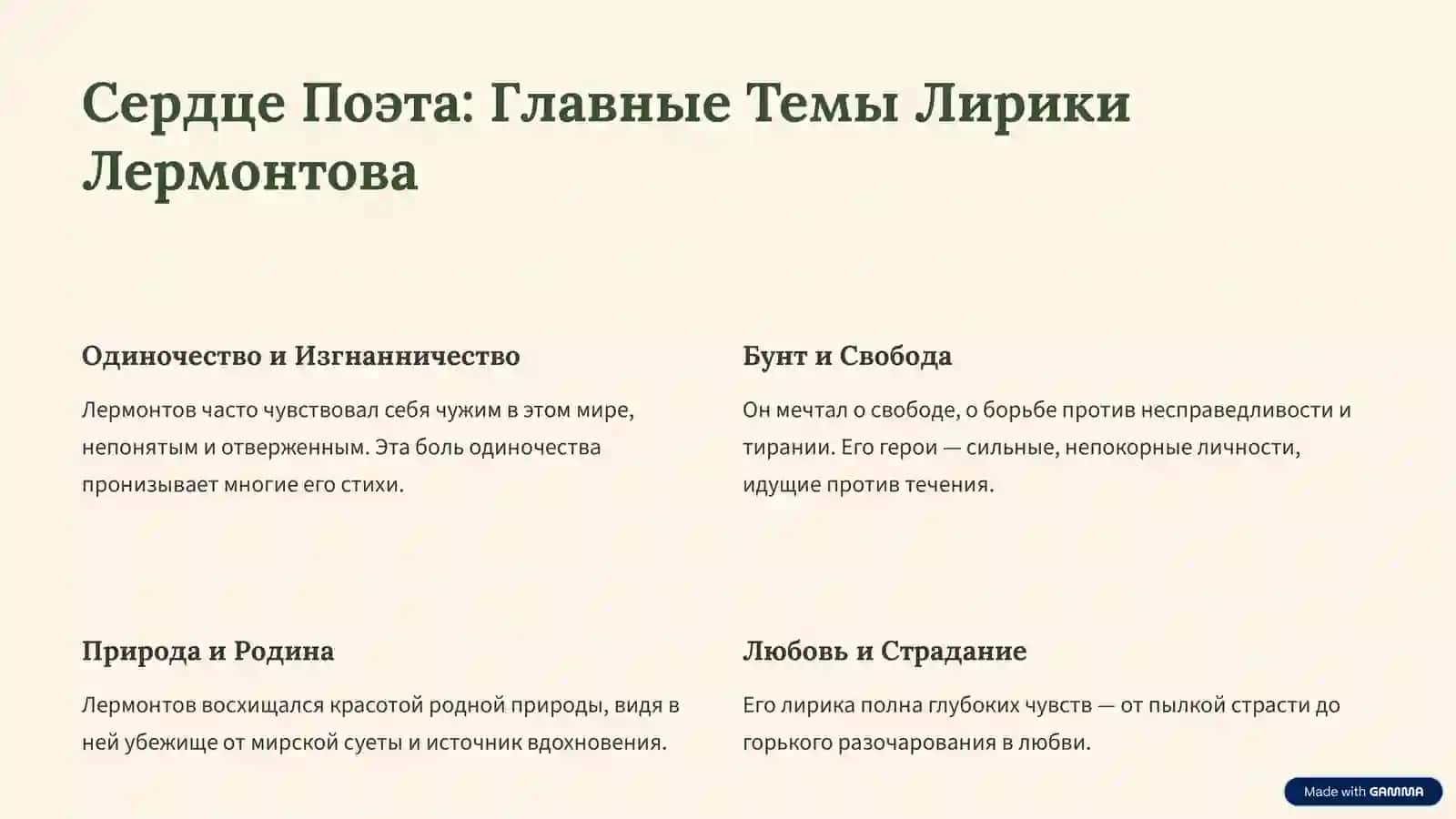 Лирика Лермонтова для 9 класса: Глубина Поэтического Мира 3