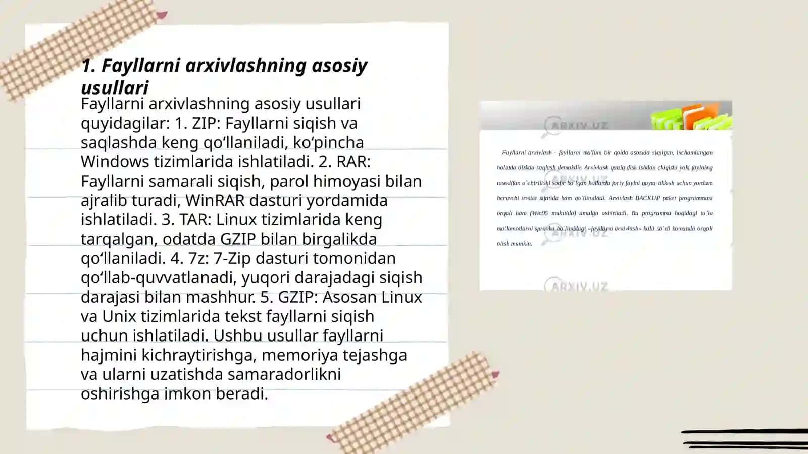 Fayllarni arxivlash va antivirus dasturiy vositalar bilan ishlash 3
