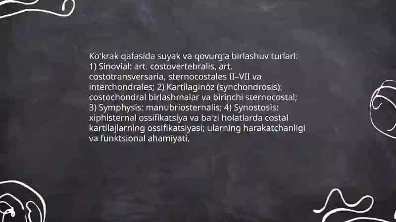 Ko'krak qafasining birlashuvi, muskullar va boylamlar 3