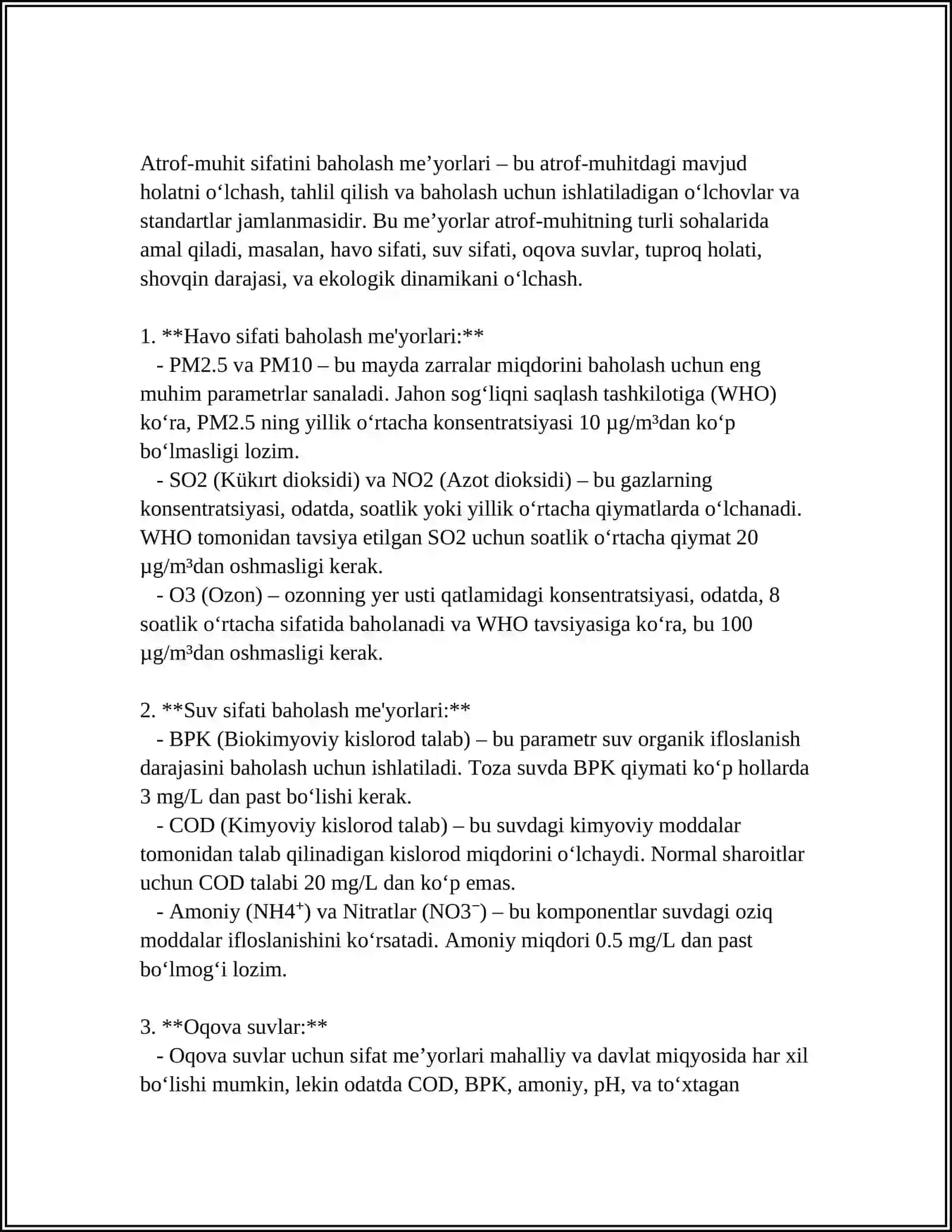 ATROF MUHIT SIFATINI NARMATIVLARI.TALABA YASHAYDIGAN HUDUDIGA EKOLOGIK BAXO BERISH 3