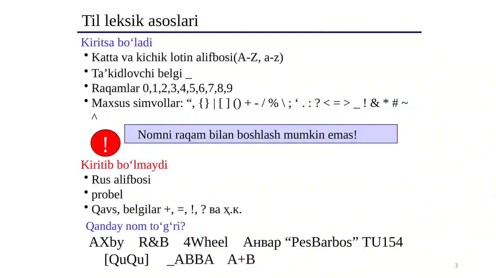 Dasturlash tillarining tuzilmasi 3