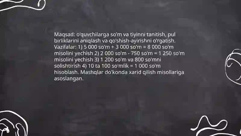 Boshlanğich sinf matematika darslarida iqtisodiy savodxonlikni shakllantirishga doir misol va masalalar 3