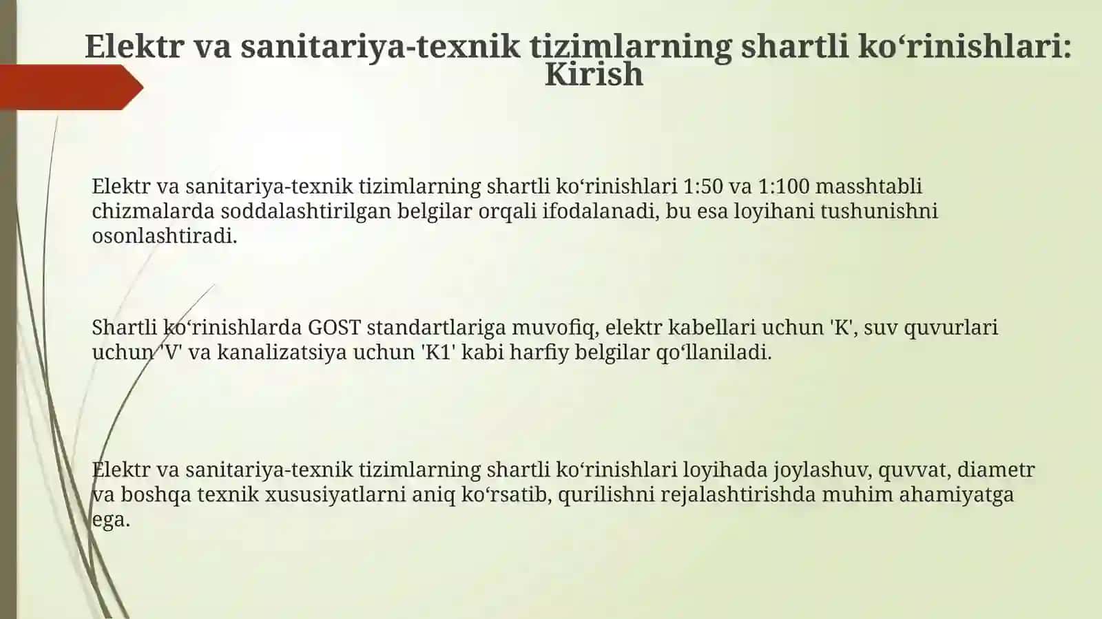 Elektr va quvurli tizimlarning shartli tasvirlari 3