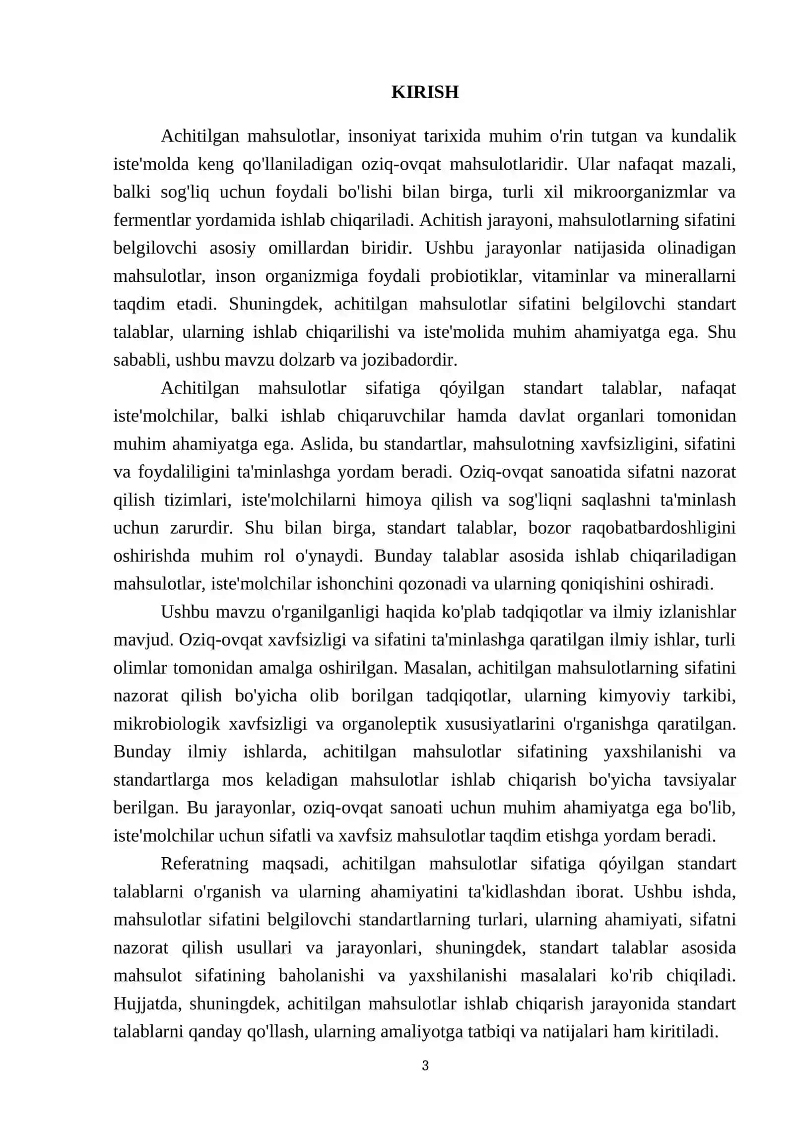 Achitilgan mahsulotlar sifatiga qóyilgan standart talablar 3