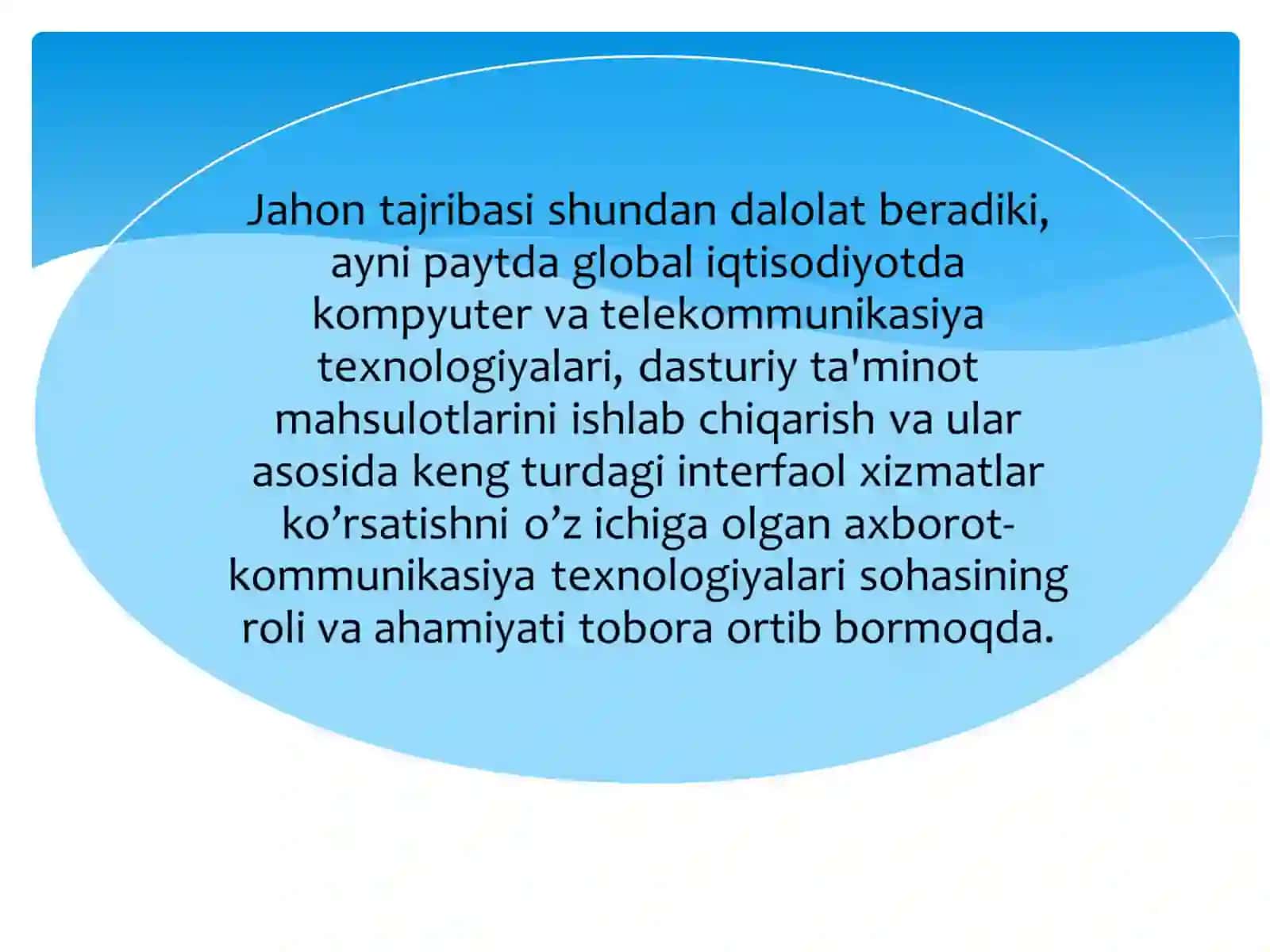 IQTISODIYOTDA AXBOROT-KOMMUNIKATSION TEXNALOGIYALAR VA TIZIMLAR FANIGA KIRISH 3