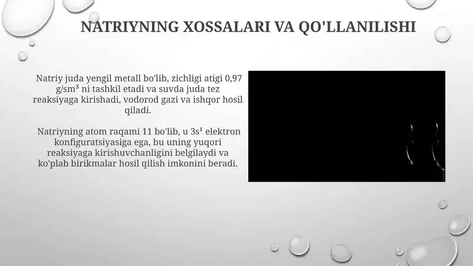 Natriyning xossalari va qo'llanilishi 3
