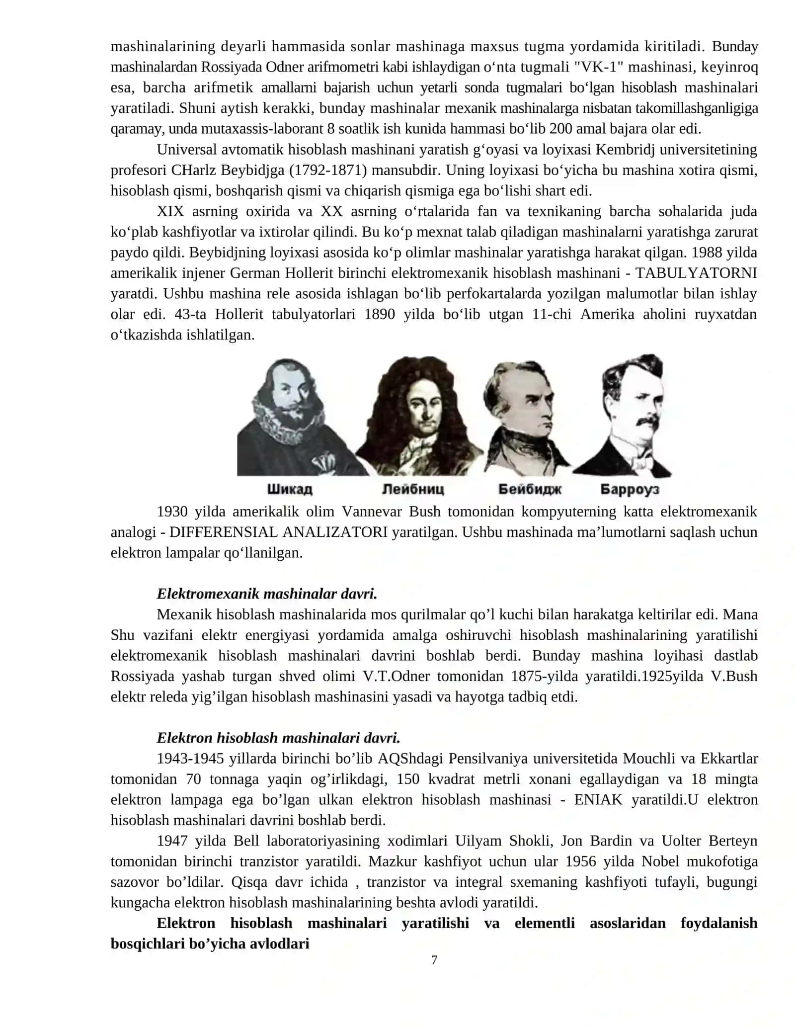 Kompyuter avlodlari va ularning klassifikasiyasi, Kompyuterning arxitekturasi va ishlash printsiplari 3