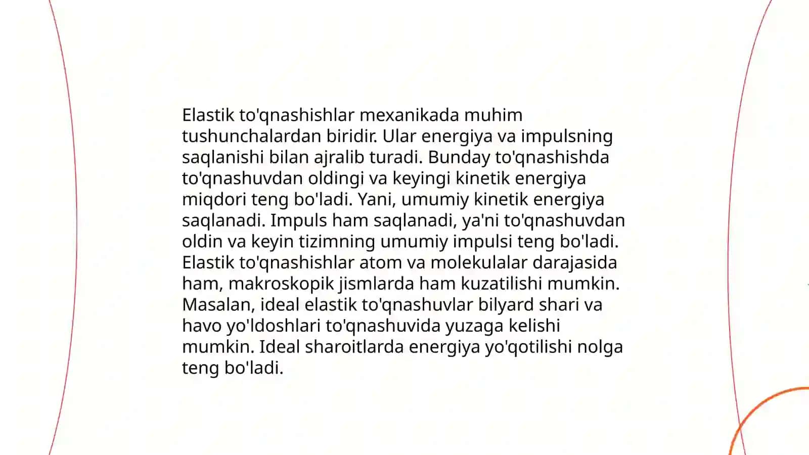 Elastik va noelastik to'qnashishlar 3