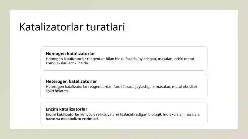 Katalizatorlar va ularning xossalari 3