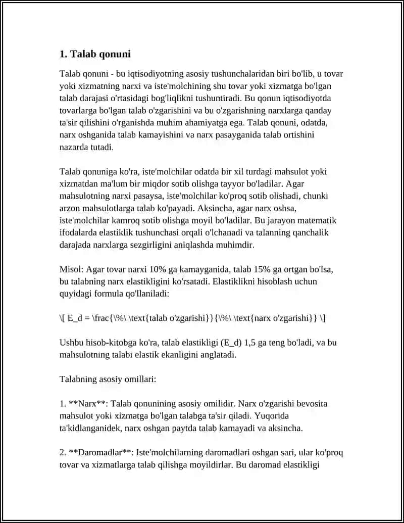 TALAB VA TAKLIF QONUNI 1. KRASSVORD TAYYORLANG 3