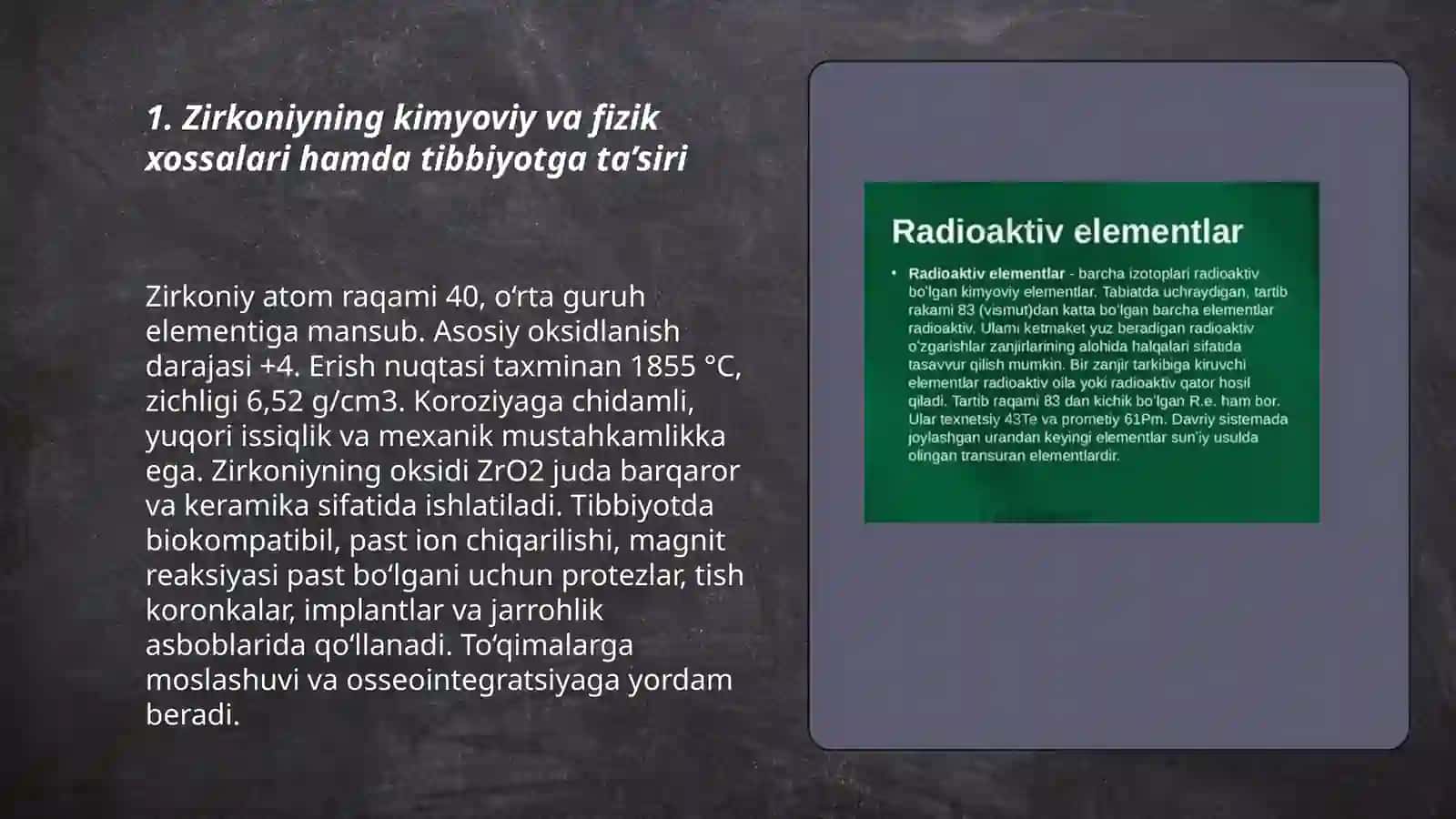 Zirkoniy (40-element) va uning tibbiyotdagi qo‘llanilishi 3