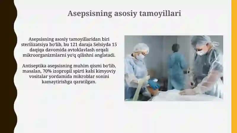 Aseptika asoslari.Bogʻlov va operatsiya xonalarining tuzilishi 3