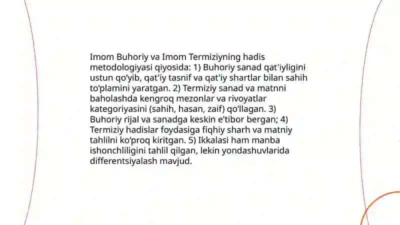 Imom Buhoriy va Imom Termiziyning hadis ilmiga qòshgan hissalarini qiyosiy tahlili 3