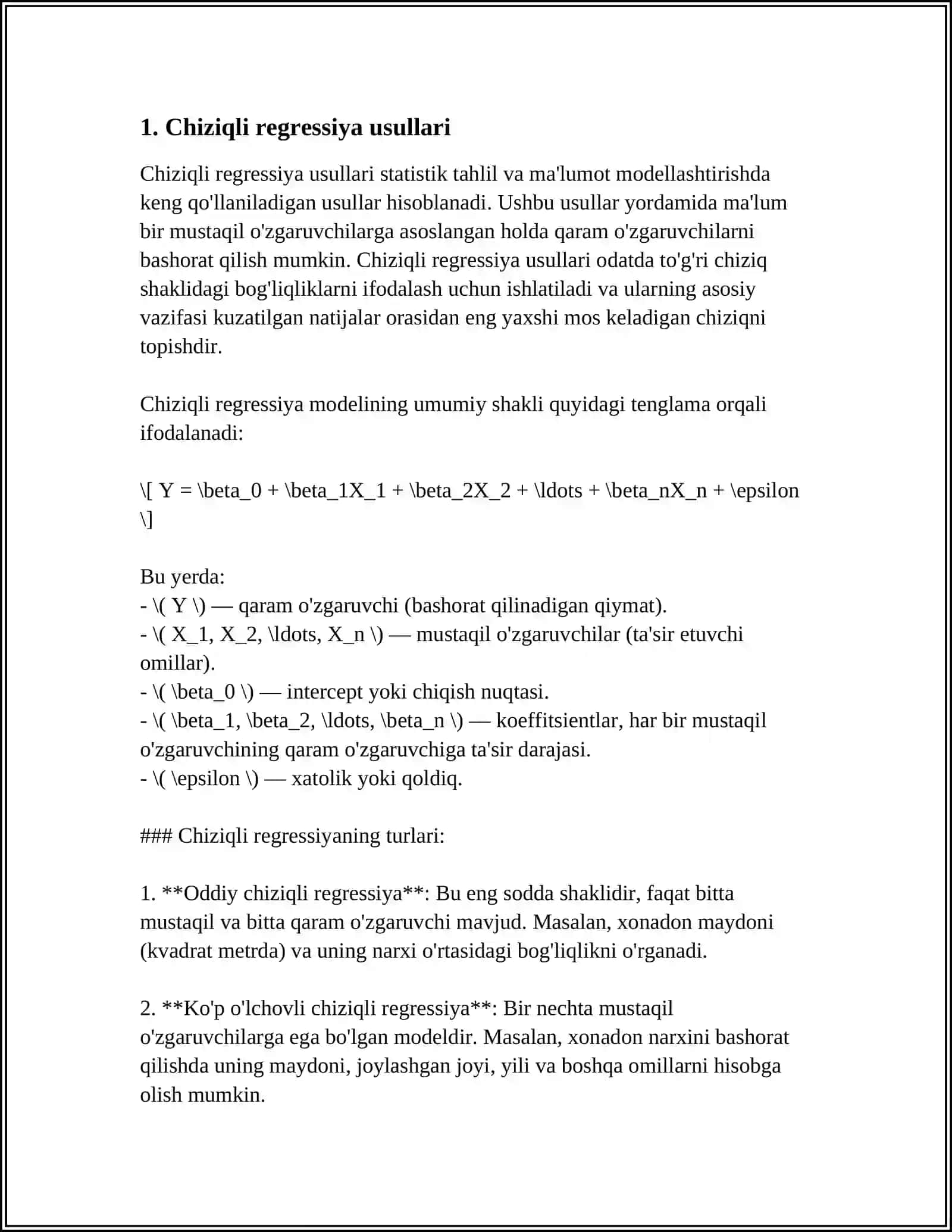 REGRESSION TAHLILNING UMUMLASHTIRILGAN SXEMALARI 3