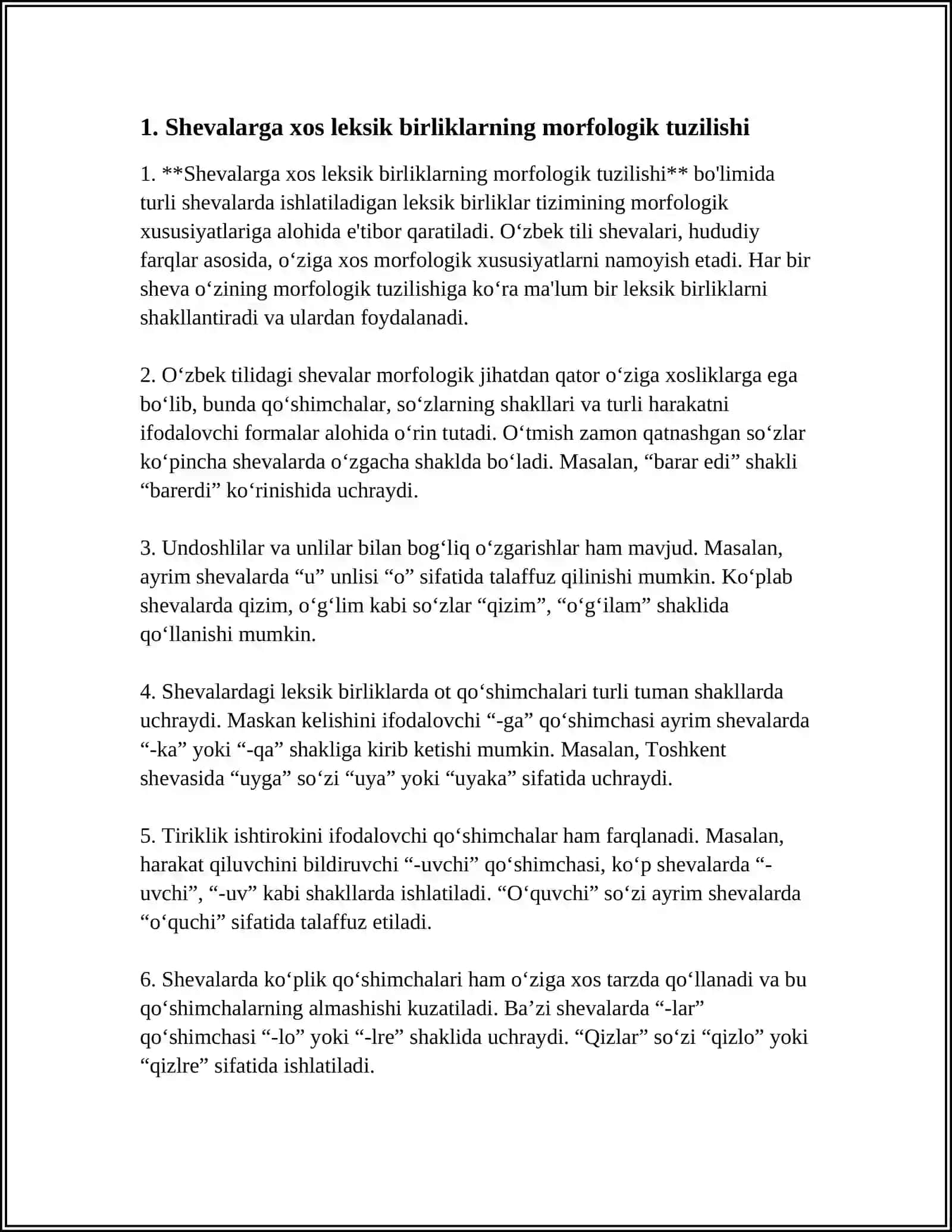LEKSIK TAHLIL. SHEVALARGA XOS MATNLARNING LEKSIK XUSUSIYATLARI 3