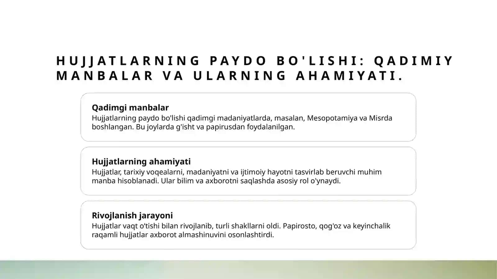 Hujjatlarning paydo boʻlishi va tarixi 3