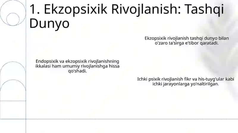 Endopsixika va egzopsixika yoʻnalishlarda rivojlanish nazariyasi 3