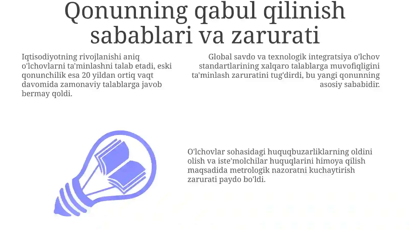Oʻzbekiston Respublikasi metrologiya toʻgʻrisidagi qonunni qabul qilish 3