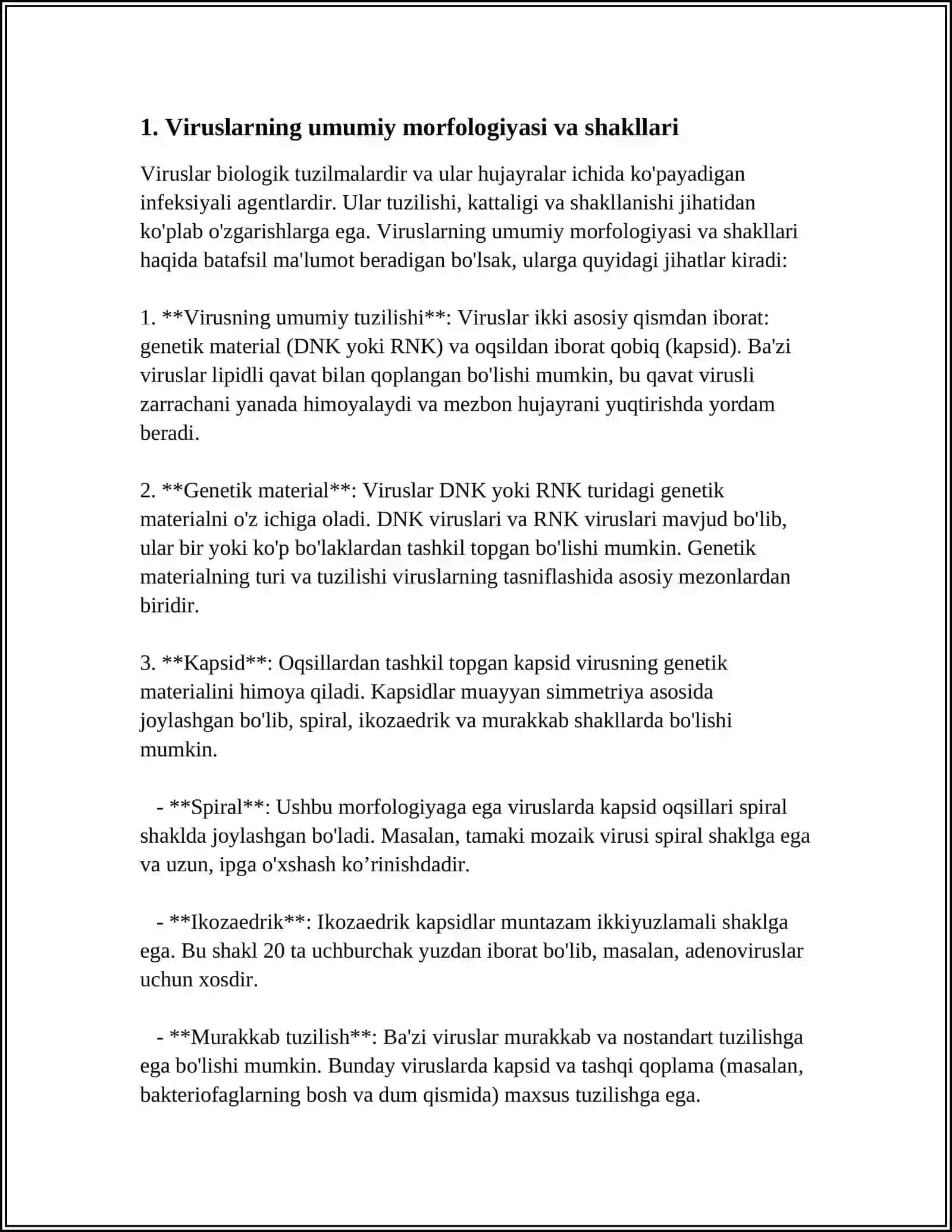 VIRUSLAR ULARNING OʻZIGA XOS TUZILISHI VA UMUMIY FARQLARI 3